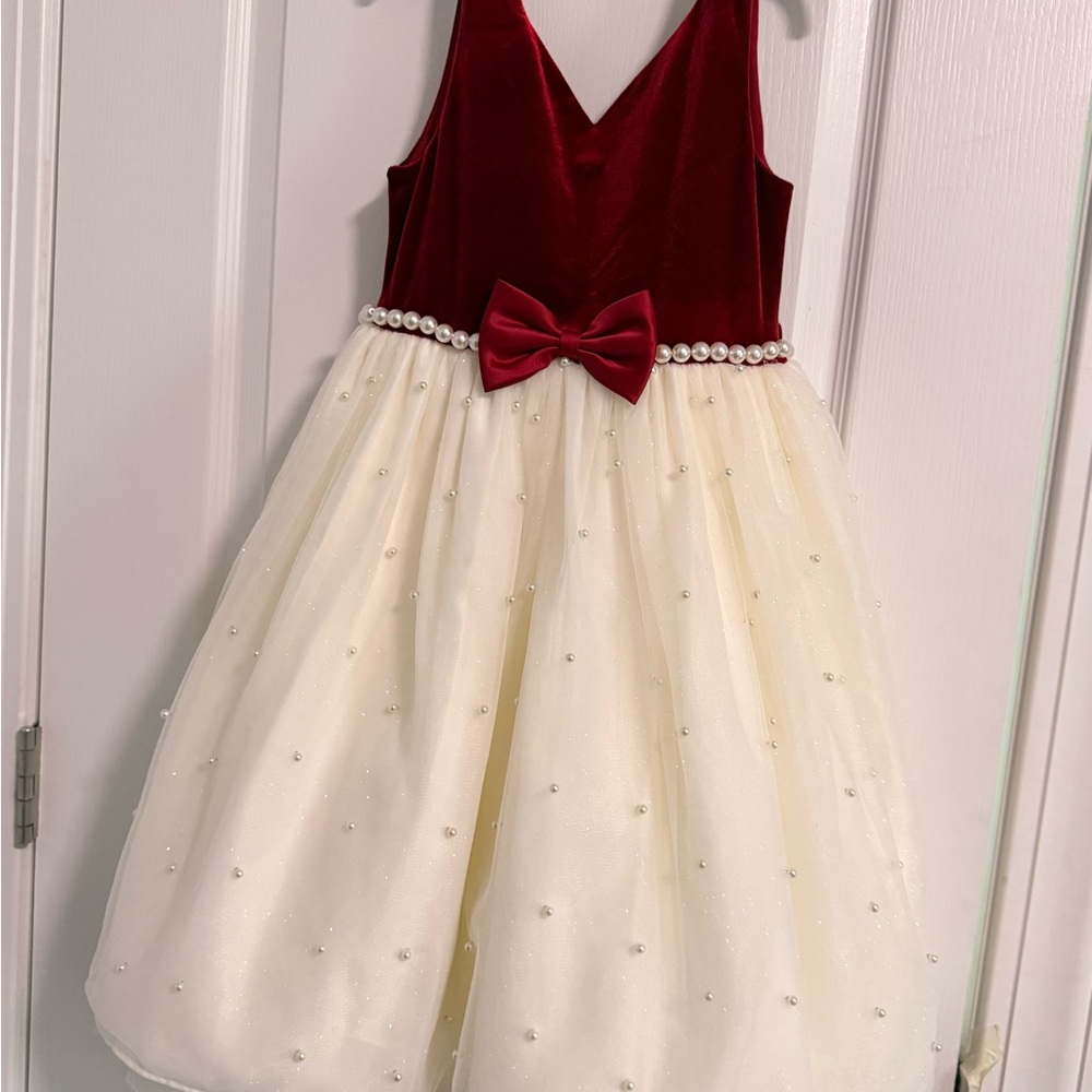 American Princess Red Velvet and Cream Tulle Dress